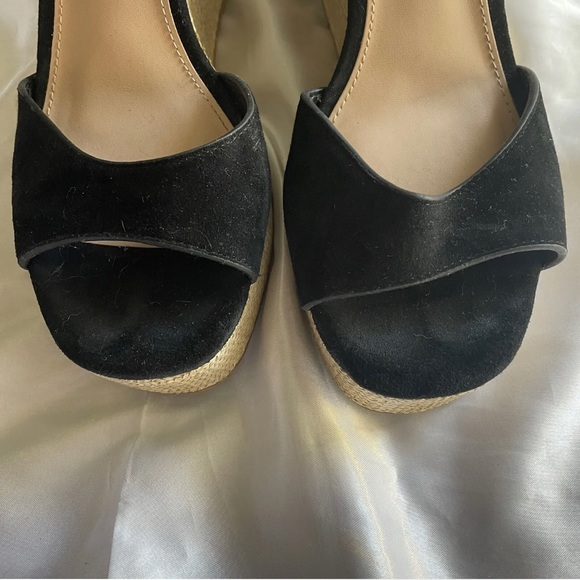 STEVE MADDEN Wedge Heel Size 7.5 Womens Black Ankle Strap Straw - Picture 5 of 6